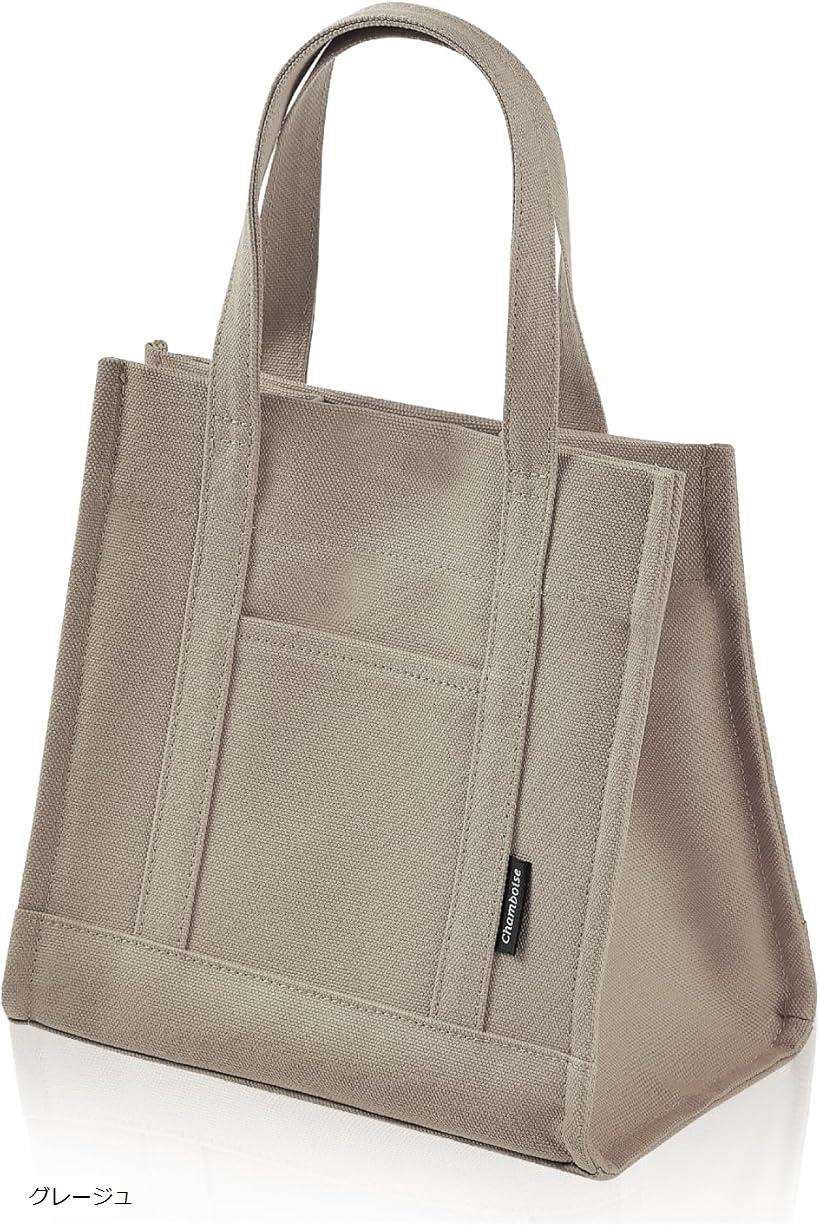 ミニトートバッグ 日本製 自立型 帆布 キャンバス 小さめ ユニセックス ランチバッグ 収納 ギフトにも (グレージュ, ミニ)