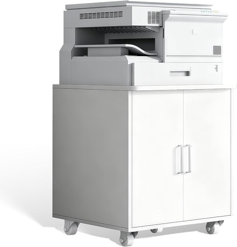 プリンター台 キャビネット 書類棚 ファイルキャビネット オフィスワゴン 扉付き本棚 可動式キャビネット プリンターワゴン キャスター付き 袖机 事務用品 オフィス家具 (ホワイト, 高さ66)｜スピード発送　Reapri（リアプリ）