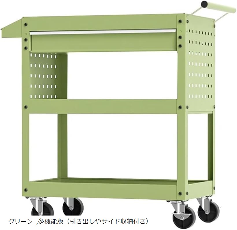 ツールワゴン ツールカート 3段 耐荷重200kg 幅62cmx奥行き35cmx高さ74cm 工具カート 工具ワゴン 工具台車 キャスター付き 大容量 多機能収納 (グリーン, 幅62cmx奥行き35cmx高さ74cm) 10,804円