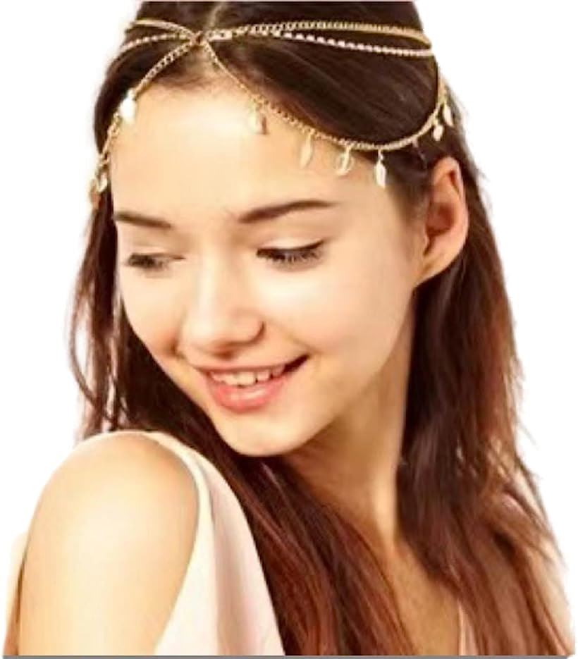 チェーン ヘアジュエリー 髪飾り ヘアアクセサリー(リーフゴールド, Free Size)