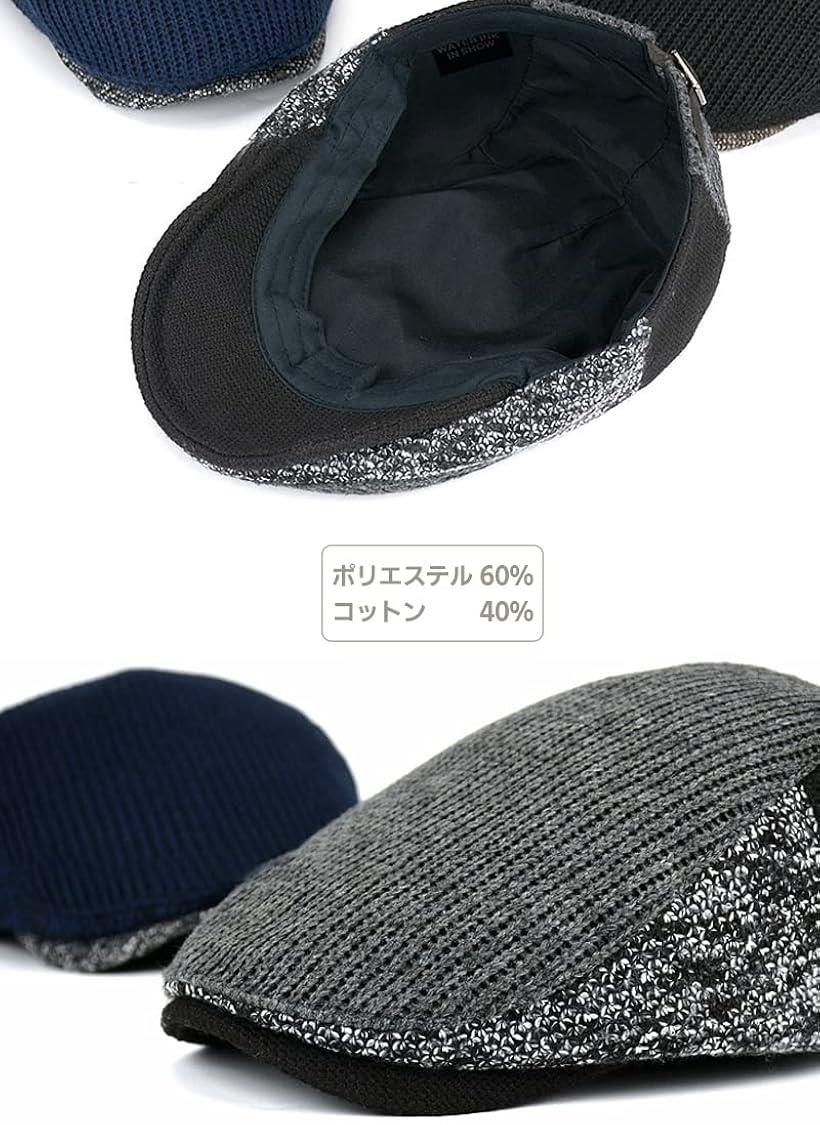 ラクエスト ニット ロゴ レディース(ネイビー, メンズ ハンチングキャップ M) 帽子