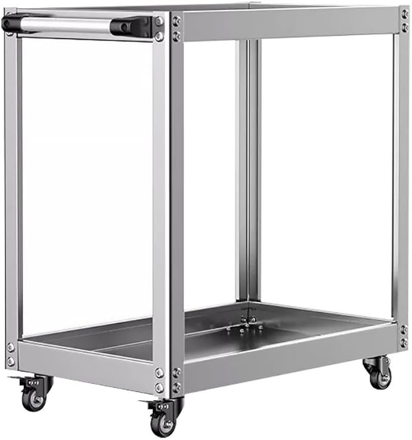 ステンレス製ツールカート 工具ワゴン 整備用 ツールワゴン 2段 耐荷重200KG 回転キャスター付き ブレイキー付き 工具カート 工具台車 DIY 自動車用 ガレージ キッチン 作業台 倉庫 研究室 (2段 幅67x奥行37x高さ75CM)
