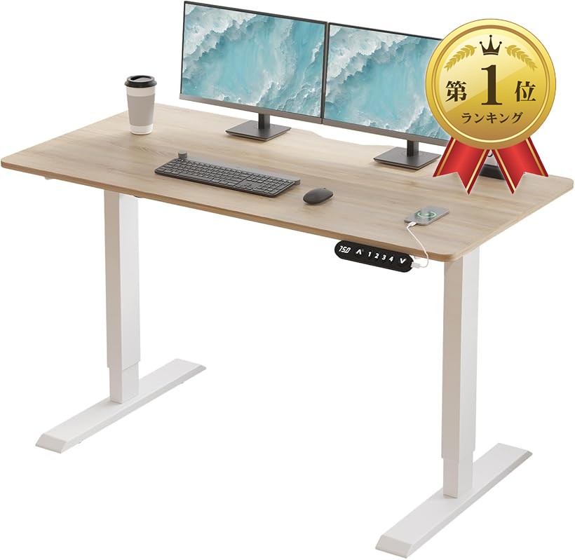 【ランキング1位入賞】デスク 昇降式 パソコンデスク ゲーミングデスク 机 電動昇降式スタンディングデスク パソコンラック PCデスク つくえ 高さ調節可能 高さ調節メモリー機能付き (オーク, 100x60cm)｜スピード発送　Reapri（リアプリ） 14,560円