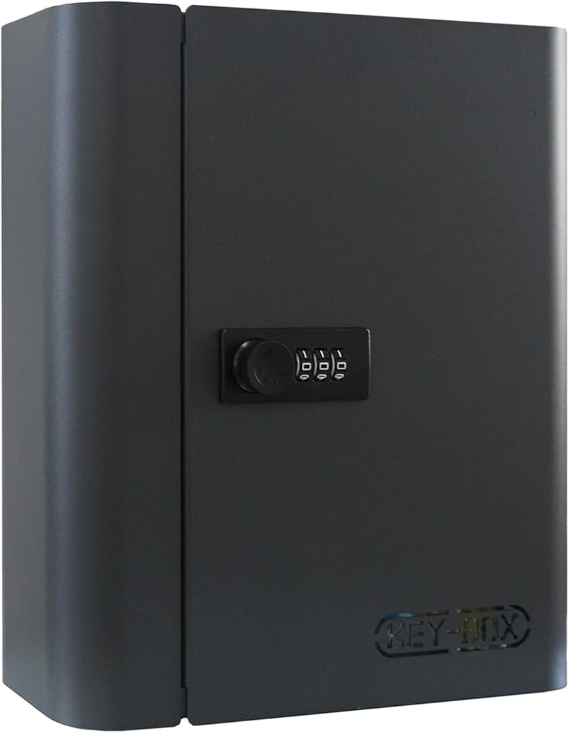 セキュリティキーボックス 壁掛け 暗証番号 ダイヤル式 3桁 keybox 鍵収納 鍵置き 防犯 盗難防止 会社 事務所 業務用 オフィス 車 玄関 別荘 アパート用 (ダークグレー, 28キー)