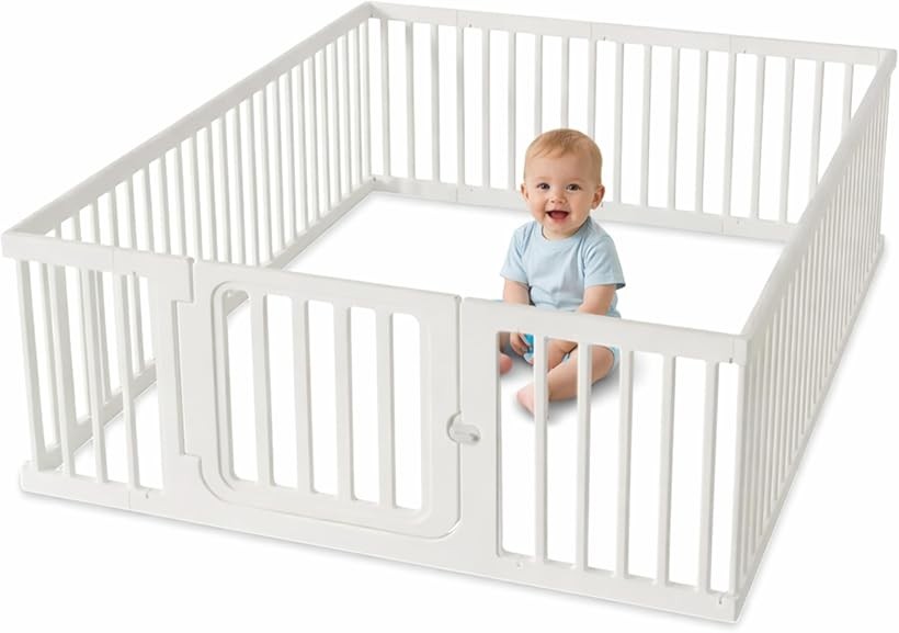 LIFE GARAGEベビーサークル 赤ちゃん 子供 playpen for baby ゲージ 150cm x 200cm 高さ60cmペットサークル可能 (白)