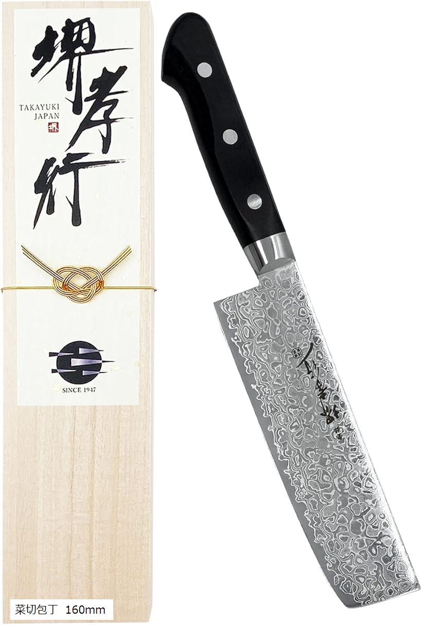 堺孝行 プロの料理人が愛用する包丁ブランド ダマスカス 菜切り 160mm AUS10 鏡面加工 青木刃物製作所 型番k16002