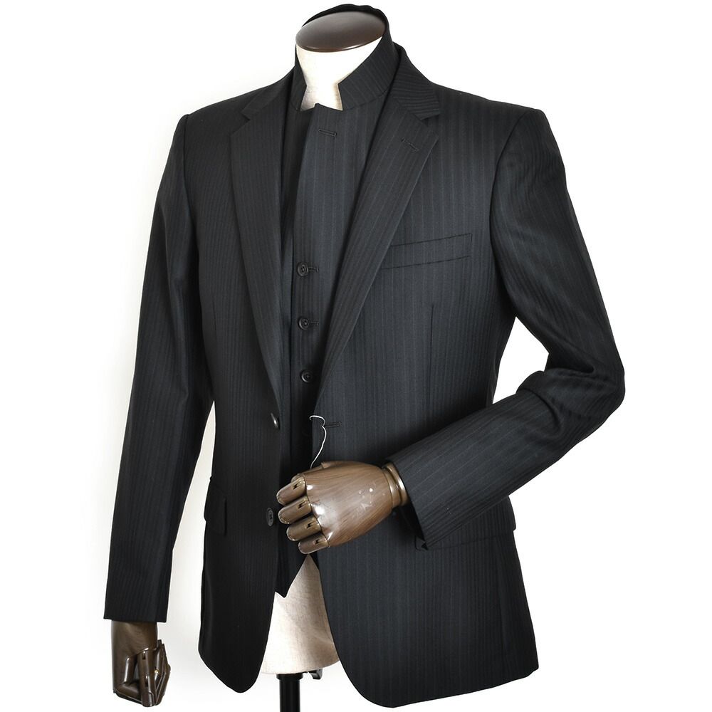 楽天市場 展示品 ティノラス スーツ Sサイズ ストライプスーツ スリーピース Tenoras 黒 ブラック Te4508 メンズ 紳士 ユアハピネス