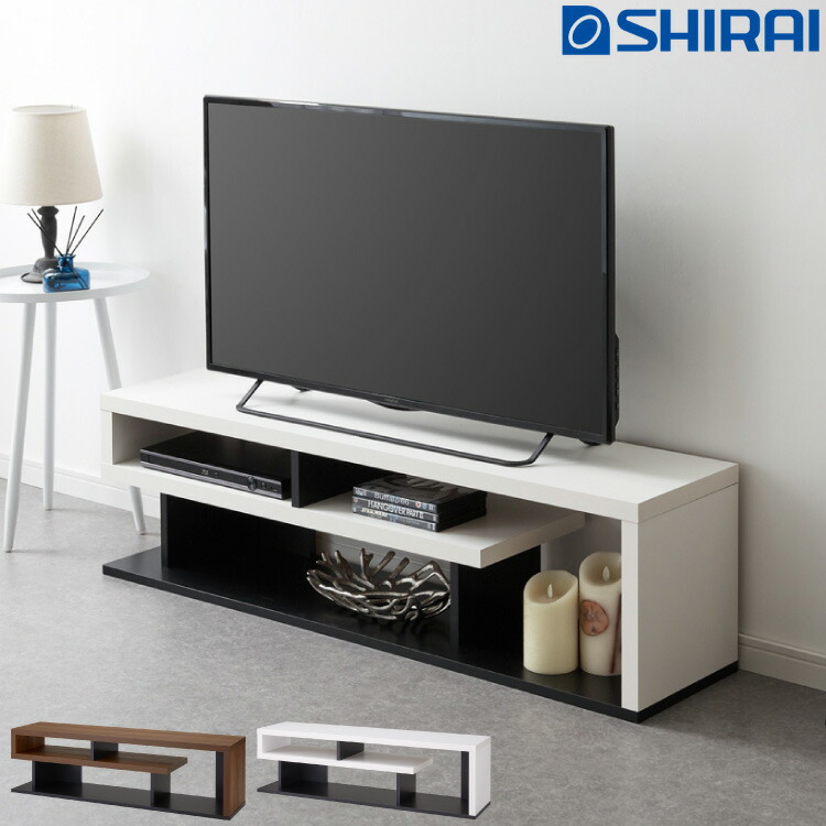 テレビ台 ローボード ヴォルデバ 幅120cm ダークブラウン ホワイト 収納 高さ34.2cm 木目調 シンプル モダン ユニーク 幾何学 スタイリッシュ おしゃれ クール ロースタイル ローデスク ローテーブル 白井産業 (代引不可)【送料無料】
