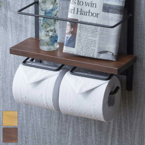 トイレットペーパーホルダー おしゃれ スタイリッシュ 新聞置き付き ボトル置き付き 落下防止 トイレットペーパー置き 壁掛け ヴィンテージ(代引不可)【送料無料】