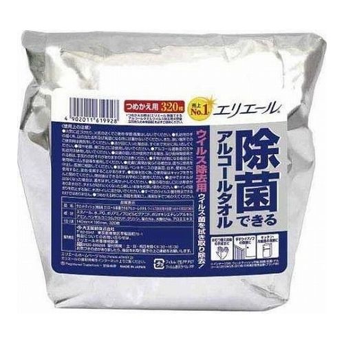 【7個セット】 大王製紙 エリエール 除菌 アルコールタオル 用 大容量 つめかえ用 320枚(代引不可)【送料無料】