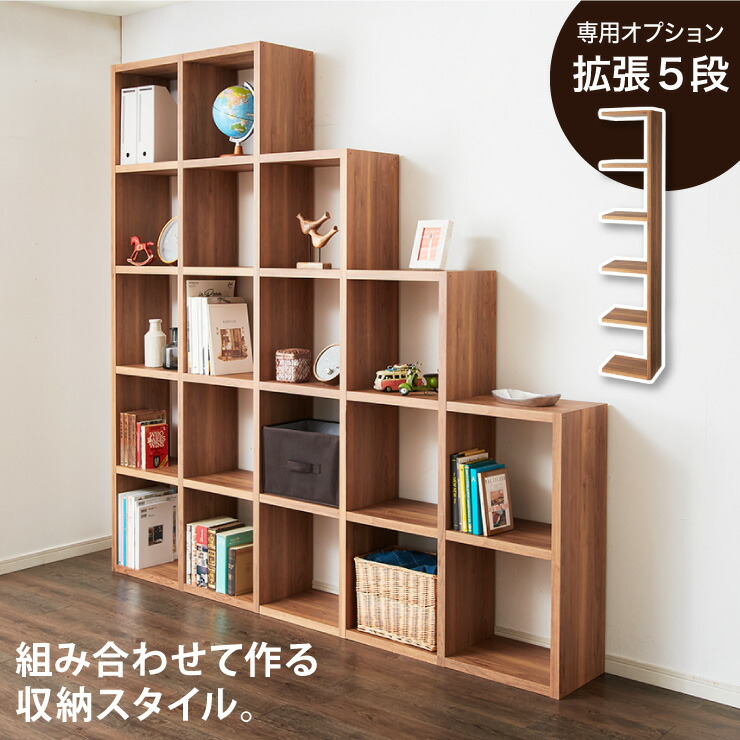 レクタックス 組み合わせオープンラック 拡張5段 ラック 収納ラック シェルフ ナチュラル シンプル 収納 本棚 テレビボード TV台 AVボード 組みあわせ カスタム収納 収納棚 五段(代引不可)【送料無料】