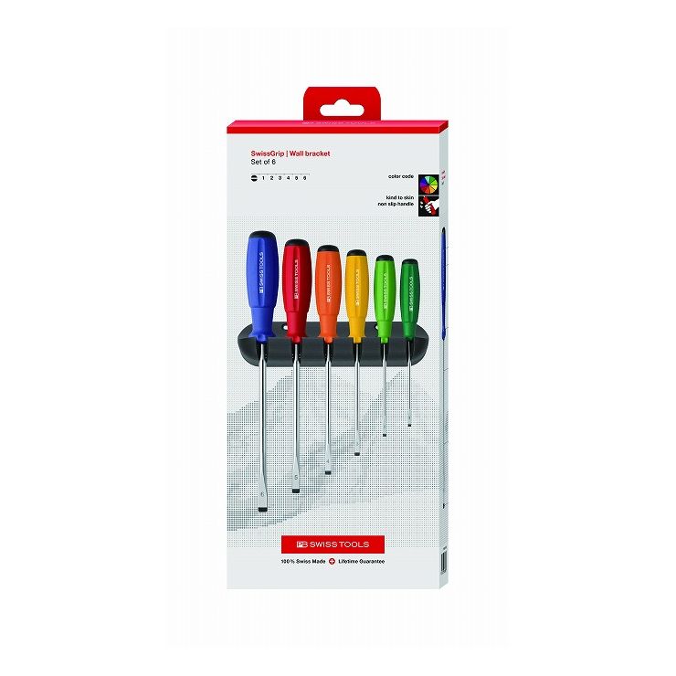 PB SWISS TOOLS ピービ―スイスツールズ 6本組 スイスグリップ レインボーマイナスドライバーセット ペーパーBOX入 8240RBCBB(代引不可)【送料無料】