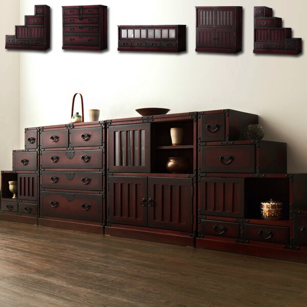 楽天市場】民芸調 家具 ローボード ( 昔 古 和風 洋風 木製 天然木 桐