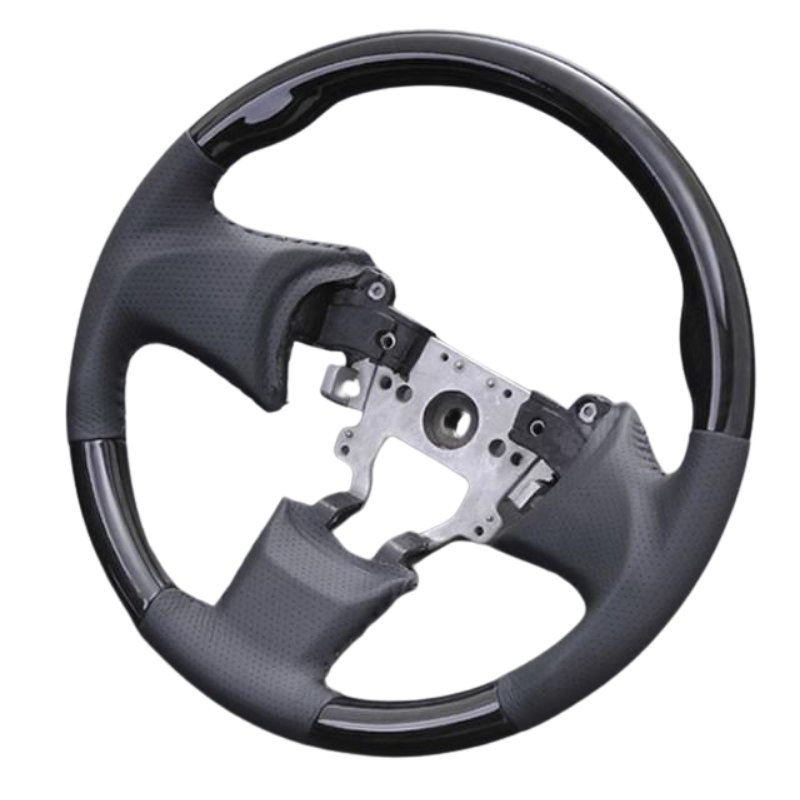 リフレッシュステアリング (ピアノブラック×グレーレザー) スポーツステアリング ステップワゴン RK1-4 R5/11- YourParts d1325 ガングリップ ハンドル 車