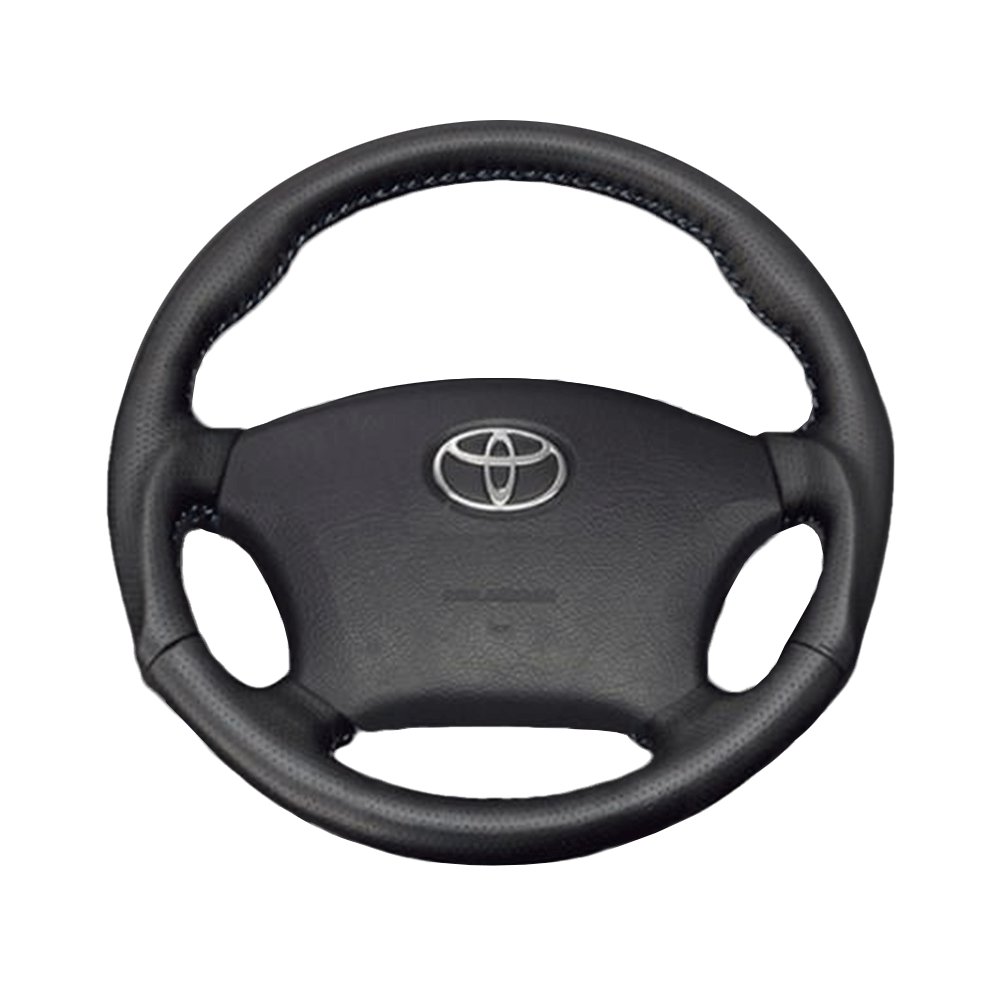 (ダークグレーレザー×ブルーステッチ) 車種専用設計 高品質 ガングリップ ウッド×パンチング 本皮調 レザーステアリング アルファード 10系