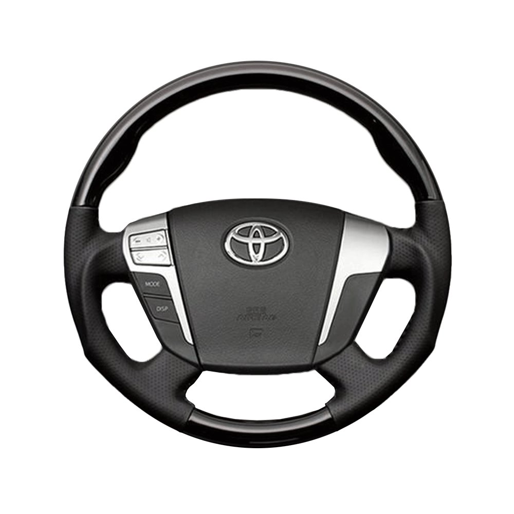 (ピアノブラック×ダークグレー) 車種専用設計 高品質 ガングリップ ウッド×パンチング 本皮調 レザーステアリング アルファード 20系