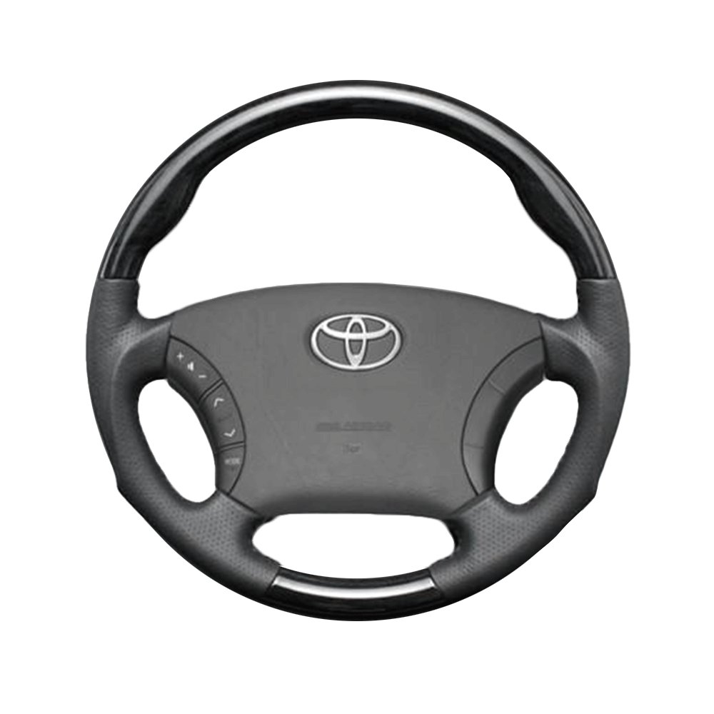 (黒木目×ダークグレー) ガングリップ ウッド×パンチング 本皮調 レザーステアリング ヴォクシー 60系 FEGGARI LS116-005 専用設計 高品質