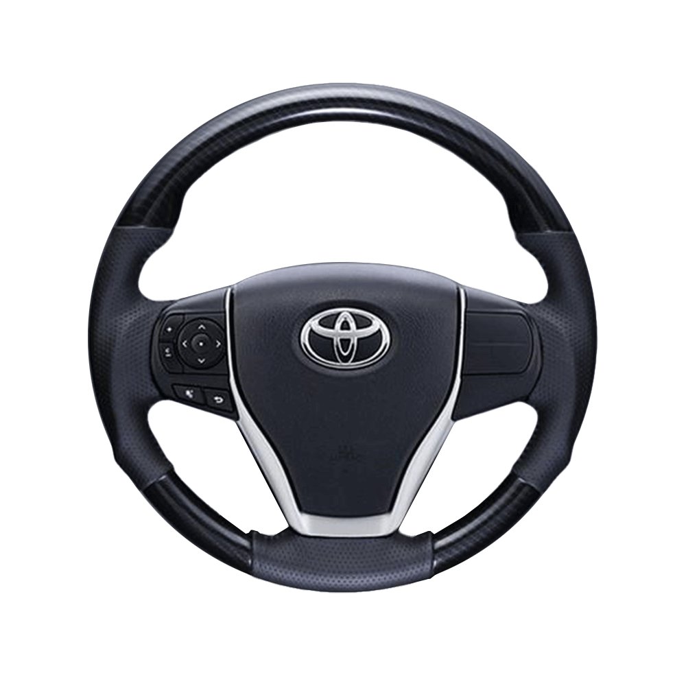 (ウォーベンカーボン×ダークグレー) ガングリップ ウッド×パンチング 本皮調 レザーステアリング ヴォクシー 80系 FEGGARI LS175-254-001 専用設計 高品質 25,696円