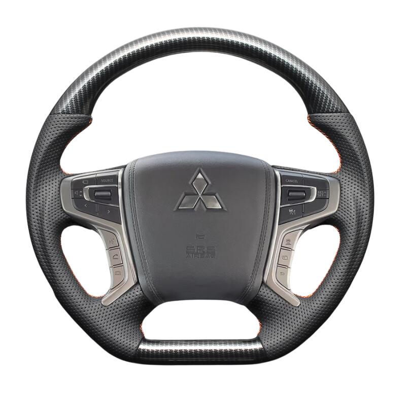 ユーロステッチ採用 (カーボン調xオレンジステッチ) 純正交換ガングリップステアリング アウトランダーPHEV GG系後期 H30/8-R3/12 LS300 GG2/3W専用