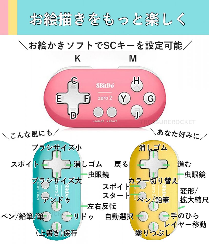 楽天市場 正規品 8bitdo Zero2 Bluetooth Wireless Gamepad ゲームコントローラー 左手用デバイス 日本語説明書付 3カ月保証 セット品 ユア トレジャー