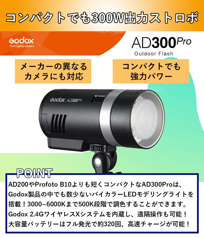 国内正規代理店] Godox AD300Pro LEDモデリングランプ フラッシュ