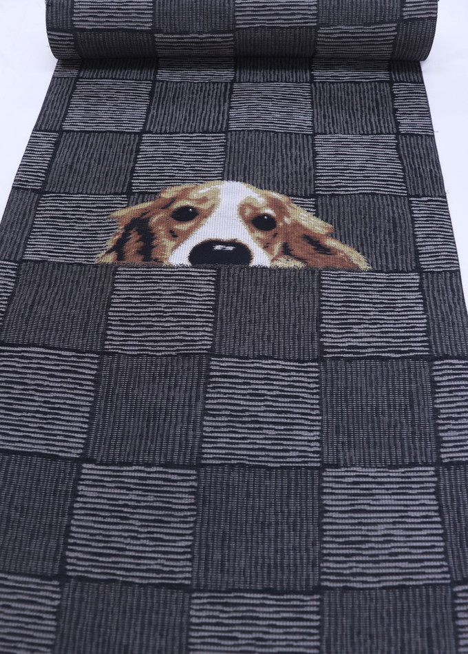 楽天市場】【犬好きさん必見☆】未仕立て◇夏用 九寸名古屋帯◇黒地 犬