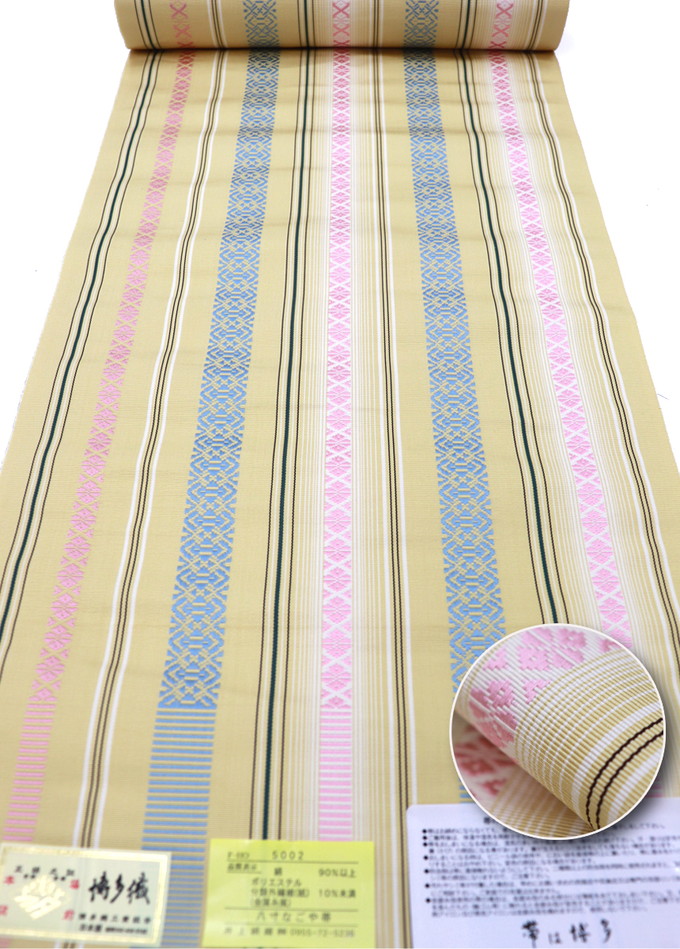 未使用品 名古屋帯 博多織 3m65cm くすみブルー系 長さ3m65cm 正絹 博多織 八寸帯 夏用 未仕立て 紗 正絹 博多帯 名古屋帯 本場筑前