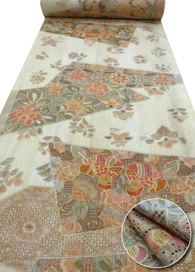 楽天市場】☆超目玉品☆【中国蘇州刺繍入 本場縞大島】着尺 紬地反物 