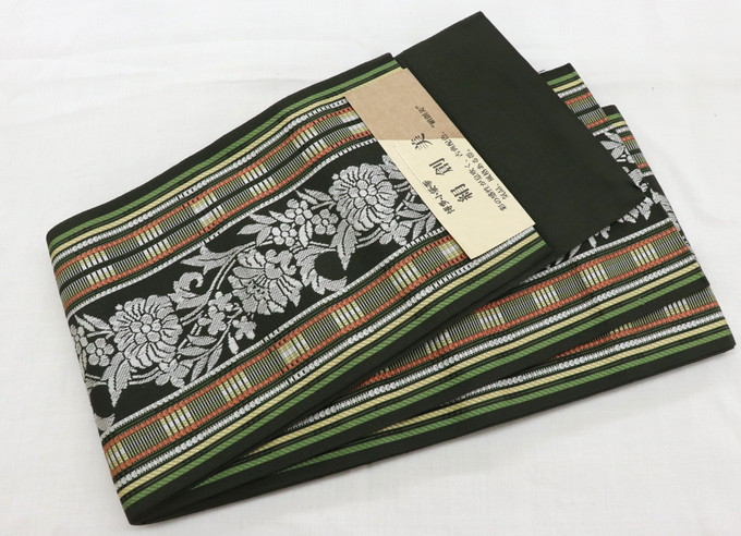 正絹 本場筑前 博多織 半幅帯 小袋帯【井上絹織】 Amazon | 半幅帯 正絹 -1- B-白/白 小袋帯 博多織 絹100% 献上柄