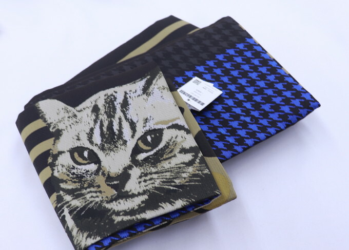 【猫好きさん必見★】浴衣帯◆袴下帯　半巾帯【新品】イエローベージュ×黒　猫柄【Cat's‐eye】リバーシブル　半幅小袋帯 ◆小紋や街着・袴の下からチラリと見える帯にも★挿し色にも♪
