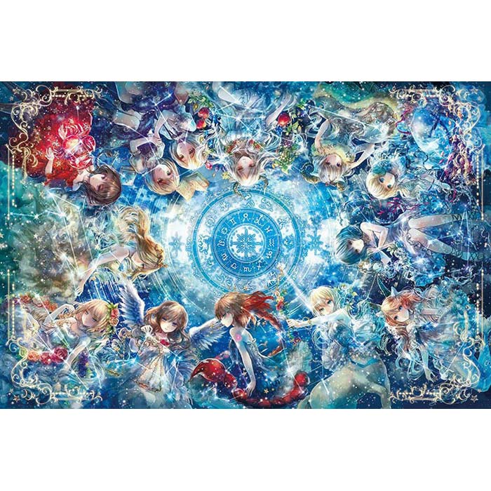 12星座女のこ　パズル千ピース 53×79㎝黒縁　木額　パネル完成品 12星座女のこ パズル千ピース 53×79㎝黒縁 木額 パネル
