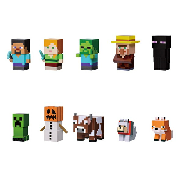 【送料無料!】 エンスカイ MINECRAFT マインクラフト ソフビパペットマスコット 指人形 【1BOX=10パック入り 全10種類セット(フルコンプリートセット)】