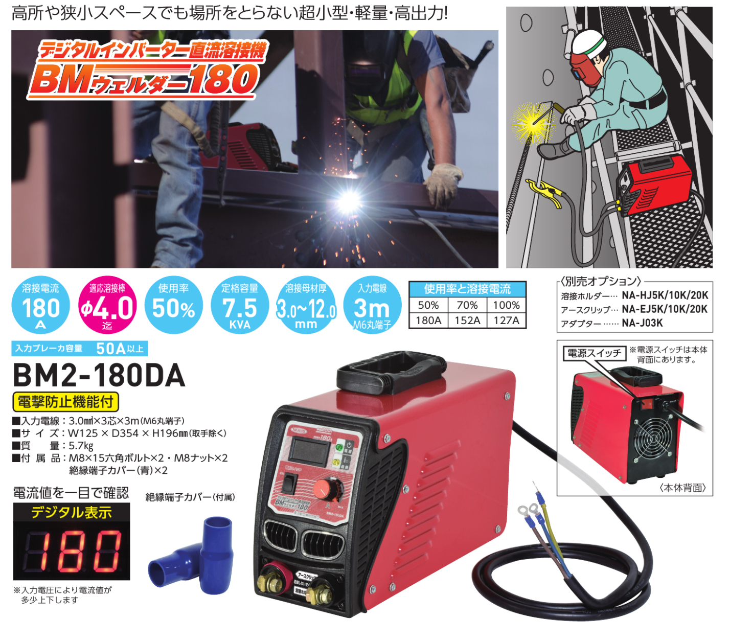 日動工業 デジタルインバーター直流溶接機 Bmウェルダー180 単相200V