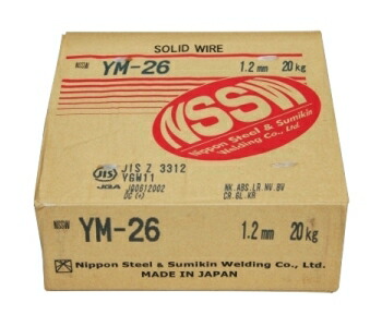 溶接ワイヤー 軟鋼用 YGW11 高電流用 日鉄溶接工業 ソリッド溶接ワイヤ YM-26 1.2mm 20kg