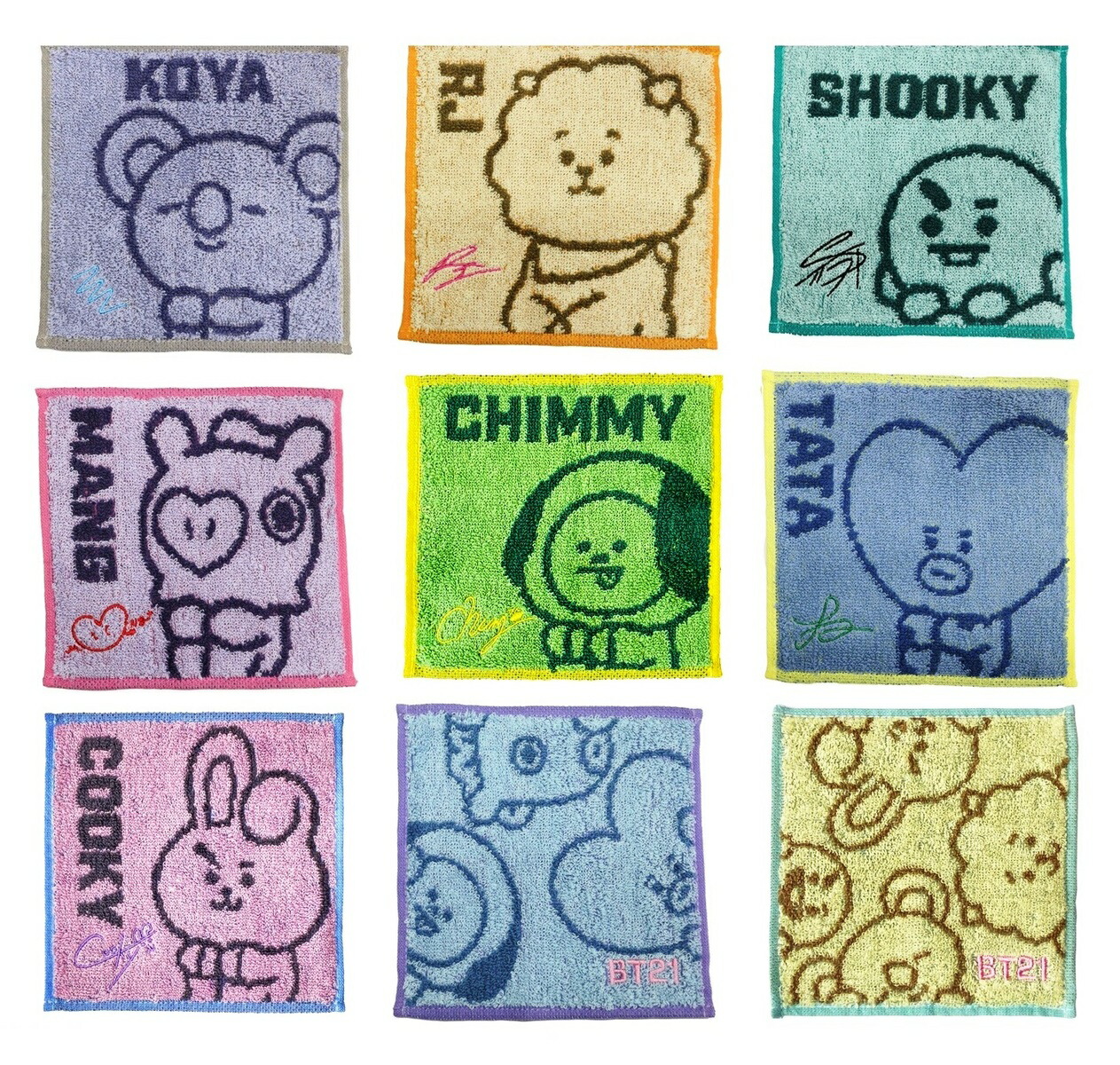 BT21 オールメンバーダイカットタオル 楽天市場】 bt21 ジャガード両面パイル ダイカット ハンドタオル