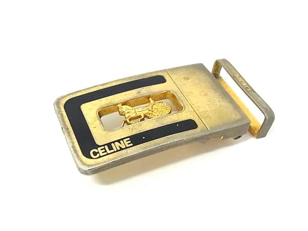 CELINE セリーヌ ベルト ホースキャリッジ ゴールド スクエア バックル CELINE セリーヌ ベルト ホースキャリッジ ゴールド スクエア