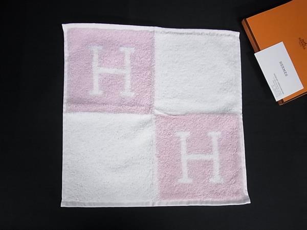 ■新品■未使用■ HERMES エルメス アヴァロン カレタオル コットン ハンドタオル タオルハンカチ フェイスタオル ピンク系 HA6363|pleasure-Store 店