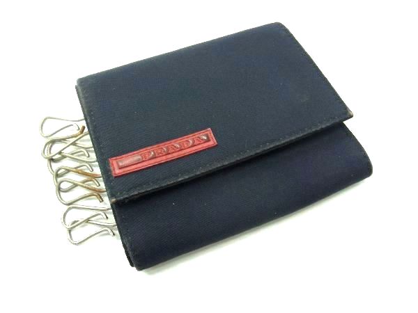 PRADA プラダ ６連 キーケース テスートナイロン 2M0025 鍵入れ 選べる金具お色☆《PRADA》ナイロン+saffiano 6連キーケース 黒