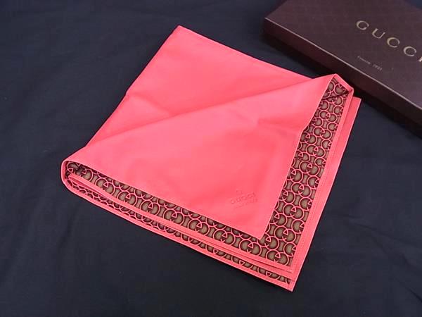 ■新品同様■ GUCCI グッチ 90周年記念 レザー×キャンバス リバーシブル 風呂敷 レディース ピンク系×ブラウン系 FI5755|pleasure-Store 店