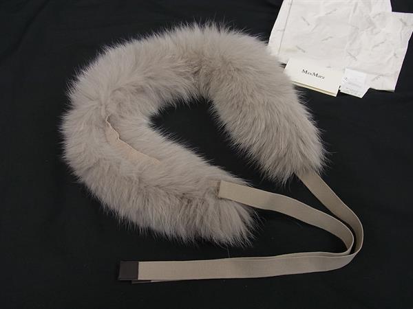 ■極美品■ Max Mara マックスマーラ フォックスファー 毛皮 ティペット マフラー 防寒具 レディース グレージュ系 FM6712｜pleasure-Store　店 20,118円