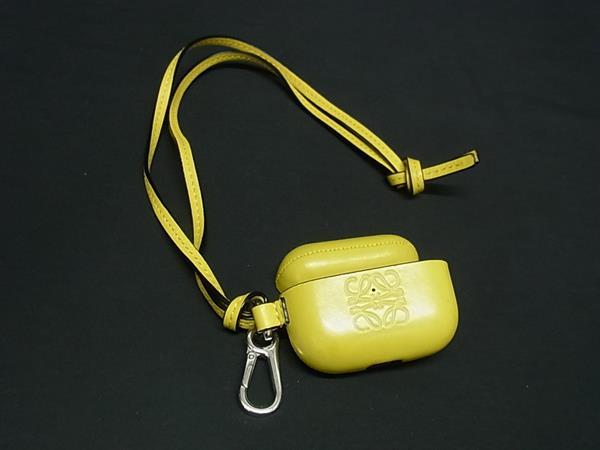■極美品■ LOEWE ロエベ アナグラム レザー AirPodsケース エアポッズケース イエロー系 FU5418｜pleasure-Store　店