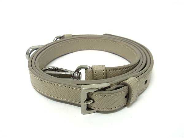 ■美品■ PRADA プラダ レザー バッグ用 ショルダーストラップ 斜め掛け 肩掛け レディース グレー系 BJ5715|pleasure-Store 店