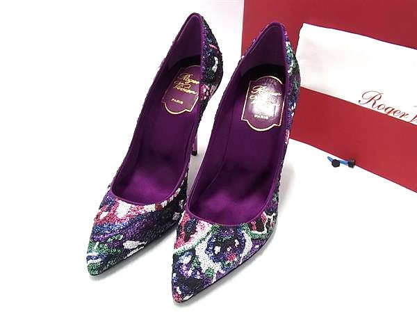 ■新品■未当てはめる■ Roger Vivier ロジェヴィヴィエ スパンコール 踵 パンプス 大きさ35 (約22.0珊) 靴 シューズ パープル系 FE5627