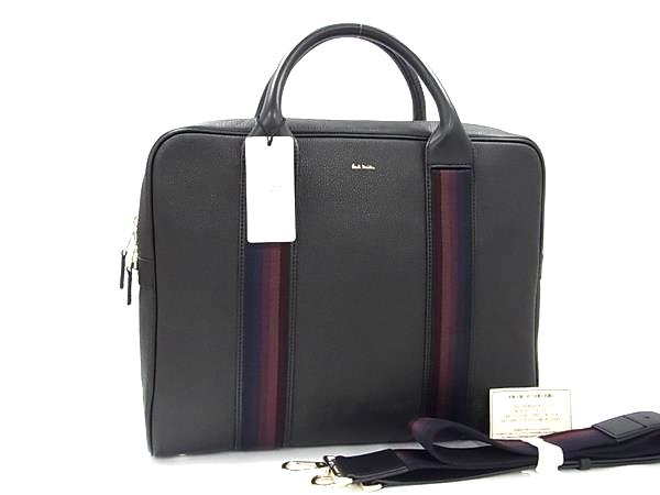 【中古美品】ポールスミス　ブリーフケース　2Way　ヘリンボーン　ブラック PS Paul Smith ビジネス ナイロン 2Wayブリーフ