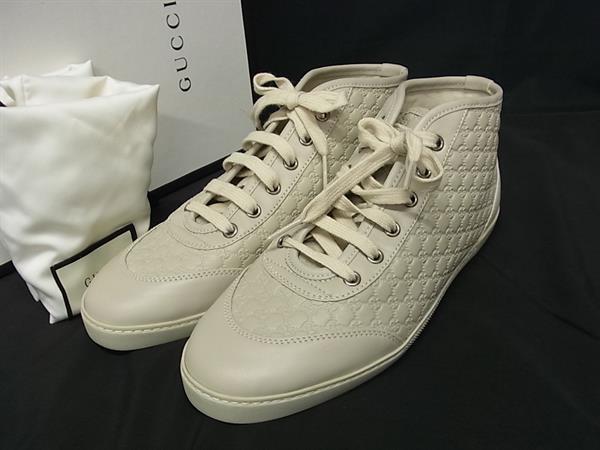 ■新品負けず劣らず■ GUCCI グッチ 391499 グッチシマ なめし革×PVC ハイカットスニーカー 大きさ 37 1/2(約24.5糎) 靴 シューズ  FJ2496