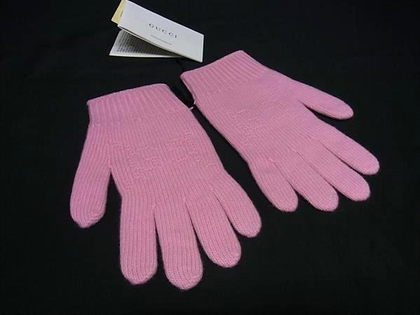 ■新品■未使用■ GUCCI グッチ 705314 ウール100％ 手袋 グローブ 防寒具 表記サイズ L キッズ ピンク系 BN9786｜pleasure-Store　店