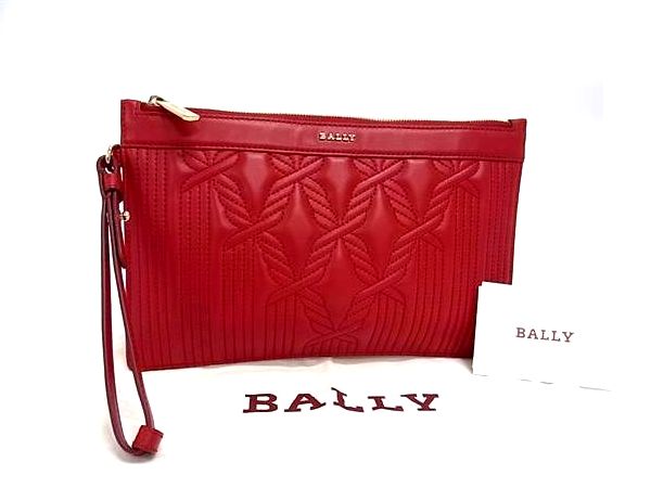 ■新品同様■ BALLY バリー レザー クラッチバッグ セカンドバッグ レディース レッド系 FN2972｜pleasure-Store　店