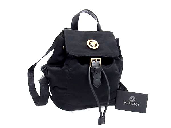 ■新品■未使用■ VERSACE ヴェルサーチ メデューサ ナイロン 巾着型 ミニリュックサック バックパック デイパック カーキ系 BP2403|pleasure-Store 店