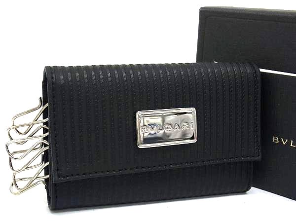 ■新品■未当て嵌める■ BVLGARI ブル小峡谷 ミレリゲ PVC×なめし革 6連 手がかり入れもの 鍵入れ メンズ レディース 黒いこと系 FP4707