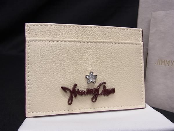 ■新品■未当て嵌める■ JIMMY CHOO ジミーチュウ なめし革 歌留多入れもの 歌留多入れ 通り手形入れもの 定期入れ レディース 象牙色系 金7656
